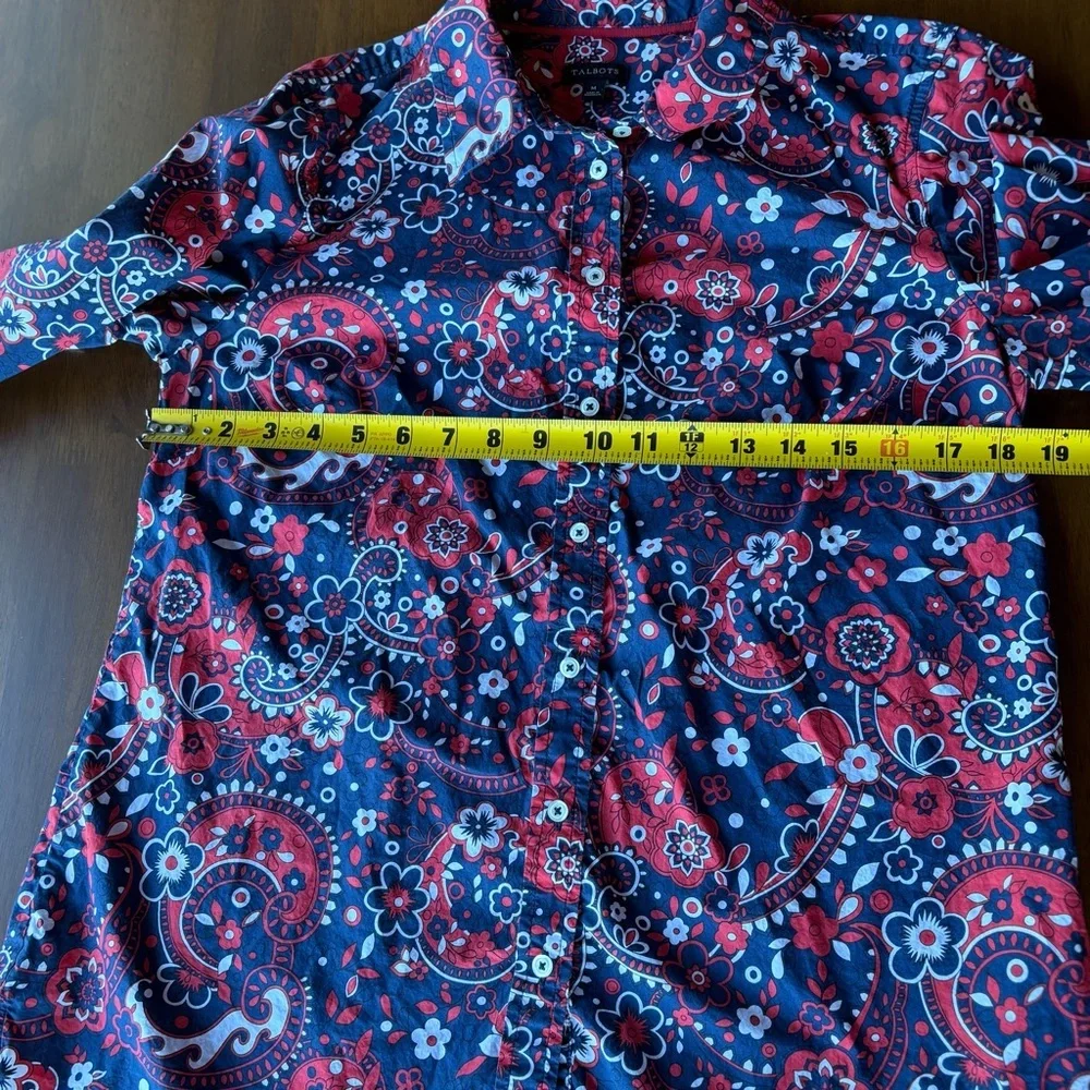 Talbots Navy and Red Paisley Button Down Shirt - Picture 5 of 8